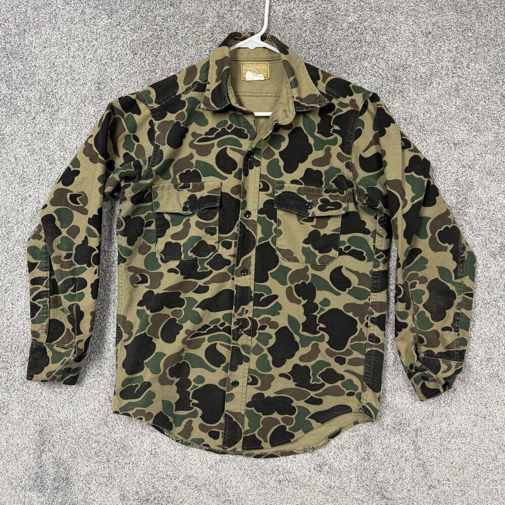 Vintage 70s 80s Deerskin Shirt Mens M Duck Camo Hunting Gorpcore USA Made